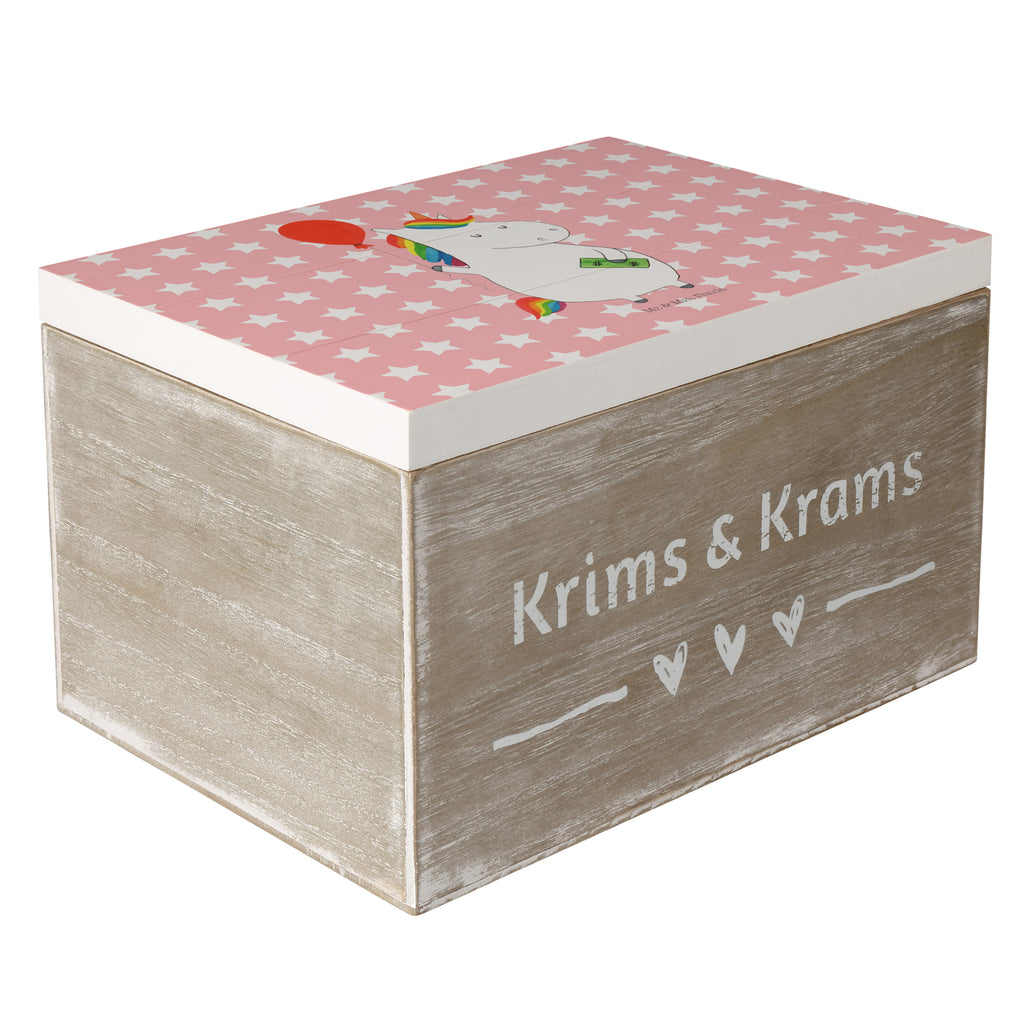 Holzkiste Einhorn Luftballon Holzkiste, Kiste, Schatzkiste, Truhe, Schatulle, XXL, Erinnerungsbox, Erinnerungskiste, Dekokiste, Aufbewahrungsbox, Einhorn, Einhörner, Einhorn Deko, Pegasus, Unicorn, Luftballon, Geld, Lebenslust, Freude, Geschenk, Freundin