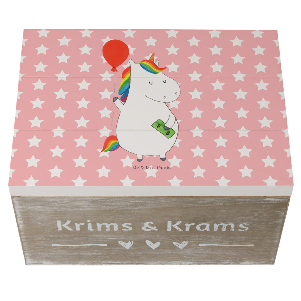 Holzkiste Einhorn Luftballon Holzkiste, Kiste, Schatzkiste, Truhe, Schatulle, XXL, Erinnerungsbox, Erinnerungskiste, Dekokiste, Aufbewahrungsbox, Einhorn, Einhörner, Einhorn Deko, Pegasus, Unicorn, Luftballon, Geld, Lebenslust, Freude, Geschenk, Freundin
