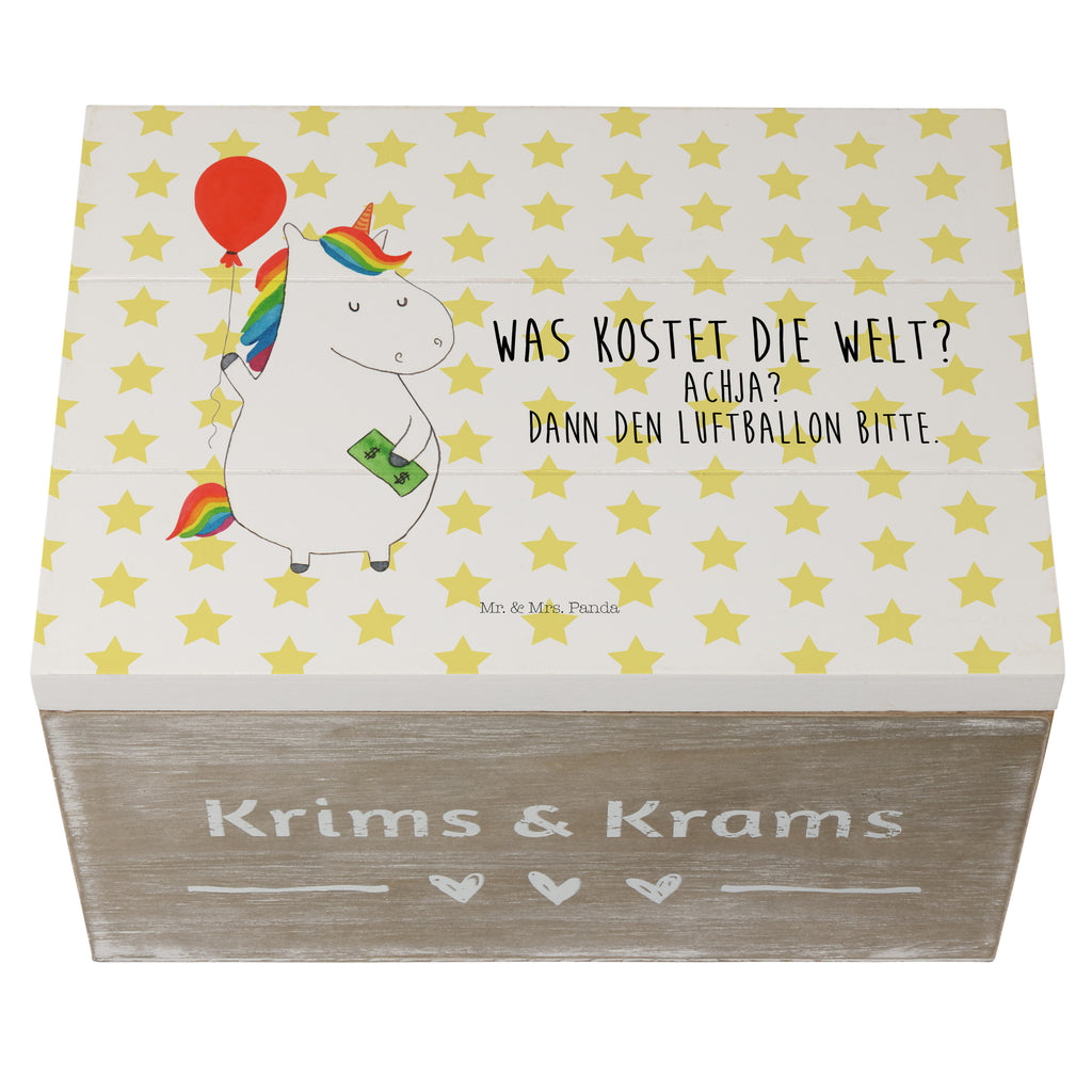 Holzkiste Einhorn Luftballon Holzkiste, Kiste, Schatzkiste, Truhe, Schatulle, XXL, Erinnerungsbox, Erinnerungskiste, Dekokiste, Aufbewahrungsbox, Einhorn, Einhörner, Einhorn Deko, Pegasus, Unicorn, Luftballon, Geld, Lebenslust, Freude, Geschenk, Freundin