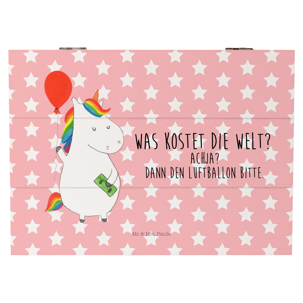 Holzkiste Einhorn Luftballon Holzkiste, Kiste, Schatzkiste, Truhe, Schatulle, XXL, Erinnerungsbox, Erinnerungskiste, Dekokiste, Aufbewahrungsbox, Einhorn, Einhörner, Einhorn Deko, Pegasus, Unicorn, Luftballon, Geld, Lebenslust, Freude, Geschenk, Freundin