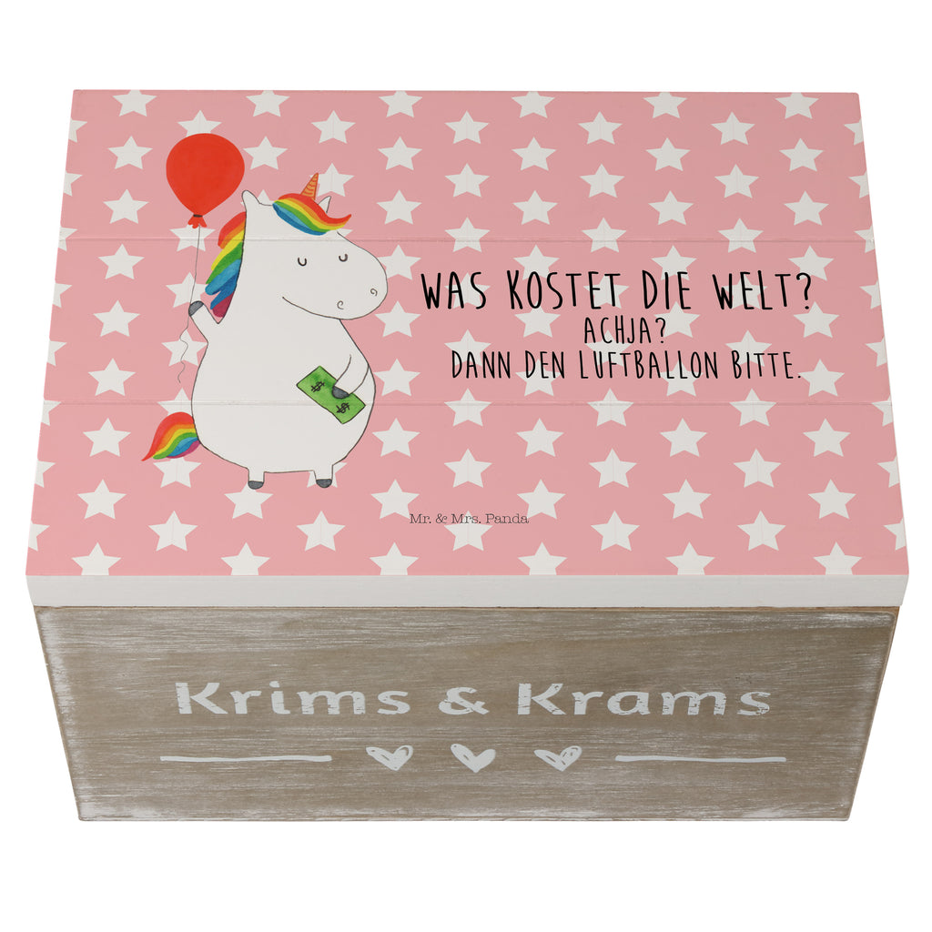 Holzkiste Einhorn Luftballon Holzkiste, Kiste, Schatzkiste, Truhe, Schatulle, XXL, Erinnerungsbox, Erinnerungskiste, Dekokiste, Aufbewahrungsbox, Einhorn, Einhörner, Einhorn Deko, Pegasus, Unicorn, Luftballon, Geld, Lebenslust, Freude, Geschenk, Freundin