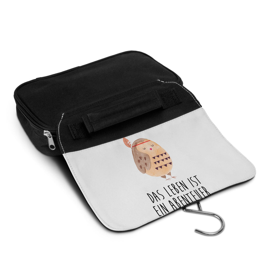 Kulturbeutel Eule Federschmuck Kulturbeutel, Zum Aufhängen, Waschtasche, Kosmetiktasche, Damen, Herren, Aufbewahrungstasche, Schminktasche, Kosmetikbeutel, Organizer, Kulturtasche, Schminkutensil, Eule, Eule Deko, Owl, Das Leben ist ein Abenteuer, Reisespruch, Federschmuck, Dekoration