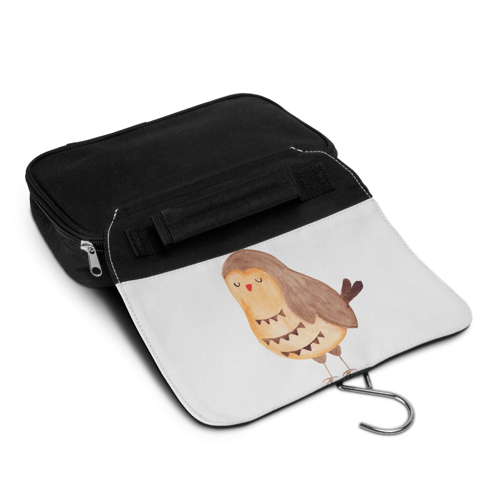 Kulturbeutel Eule Zufrieden Kulturbeutel, Zum Aufhängen, Waschtasche, Kosmetiktasche, Damen, Herren, Aufbewahrungstasche, Schminktasche, Kosmetikbeutel, Organizer, Kulturtasche, Schminkutensil, Eule, Eule Spruch, Eule deko, Owl, Liebe Spruch, Romantisch, Wortspiel lustig, Spruch schön, Geschenk Hochzeitstag