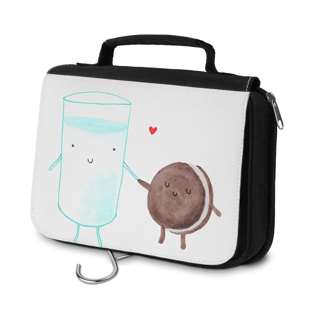 Kulturbeutel Milch & Keks Kulturbeutel, Zum Aufhängen, Waschtasche, Kosmetiktasche, Damen, Herren, Aufbewahrungstasche, Schminktasche, Kosmetikbeutel, Organizer, Kulturtasche, Schminkutensil, Tiermotive, Gute Laune, lustige Sprüche, Tiere, Milk, Cookie, Milch, Keks, Kekse, Kaffee, Einladung Frühstück, Motiv süß, romantisch, perfektes Paar