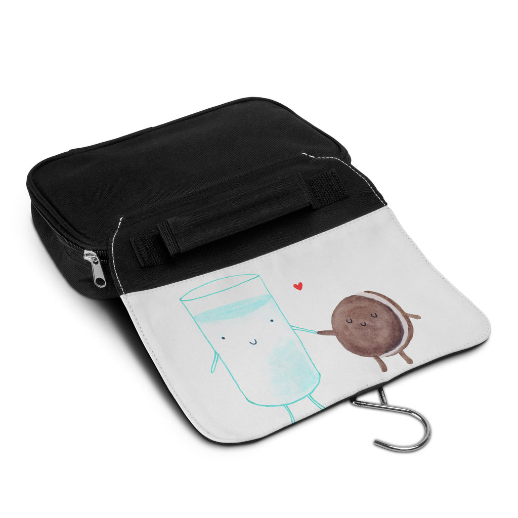 Kulturbeutel Milch & Keks Kulturbeutel, Zum Aufhängen, Waschtasche, Kosmetiktasche, Damen, Herren, Aufbewahrungstasche, Schminktasche, Kosmetikbeutel, Organizer, Kulturtasche, Schminkutensil, Tiermotive, Gute Laune, lustige Sprüche, Tiere, Milk, Cookie, Milch, Keks, Kekse, Kaffee, Einladung Frühstück, Motiv süß, romantisch, perfektes Paar