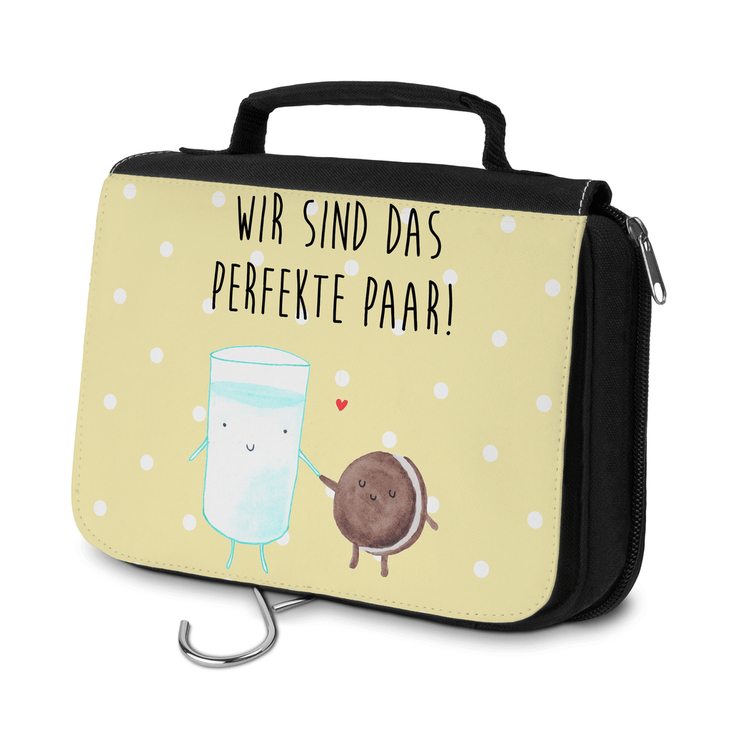 Kulturbeutel Milch & Keks Kulturbeutel, Zum Aufhängen, Waschtasche, Kosmetiktasche, Damen, Herren, Aufbewahrungstasche, Schminktasche, Kosmetikbeutel, Organizer, Kulturtasche, Schminkutensil, Tiermotive, Gute Laune, lustige Sprüche, Tiere, Milk, Cookie, Milch, Keks, Kekse, Kaffee, Einladung Frühstück, Motiv süß, romantisch, perfektes Paar