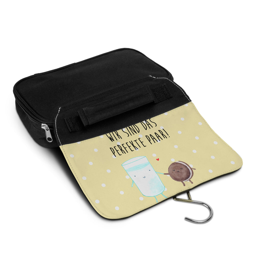 Kulturbeutel Milch & Keks Kulturbeutel, Zum Aufhängen, Waschtasche, Kosmetiktasche, Damen, Herren, Aufbewahrungstasche, Schminktasche, Kosmetikbeutel, Organizer, Kulturtasche, Schminkutensil, Tiermotive, Gute Laune, lustige Sprüche, Tiere, Milk, Cookie, Milch, Keks, Kekse, Kaffee, Einladung Frühstück, Motiv süß, romantisch, perfektes Paar