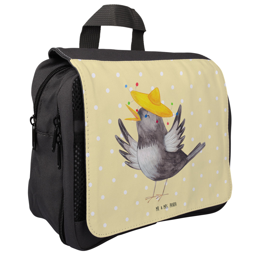 Kulturbeutel Rabe mit Sombrero Kulturbeutel, Zum Aufhängen, Waschtasche, Kosmetiktasche, Damen, Herren, Aufbewahrungstasche, Schminktasche, Kosmetikbeutel, Organizer, Kulturtasche, Schminkutensil, Tiermotive, Gute Laune, lustige Sprüche, Tiere, Rabe, Vogel, Vögel, Spruch positiv, fröhlich sein, glücklich sein, Glück Spruch, froh, Elster, Motivation