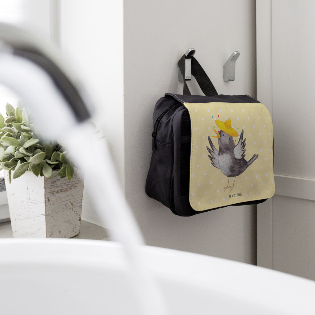Kulturbeutel Rabe mit Sombrero Kulturbeutel, Zum Aufhängen, Waschtasche, Kosmetiktasche, Damen, Herren, Aufbewahrungstasche, Schminktasche, Kosmetikbeutel, Organizer, Kulturtasche, Schminkutensil, Tiermotive, Gute Laune, lustige Sprüche, Tiere, Rabe, Vogel, Vögel, Spruch positiv, fröhlich sein, glücklich sein, Glück Spruch, froh, Elster, Motivation
