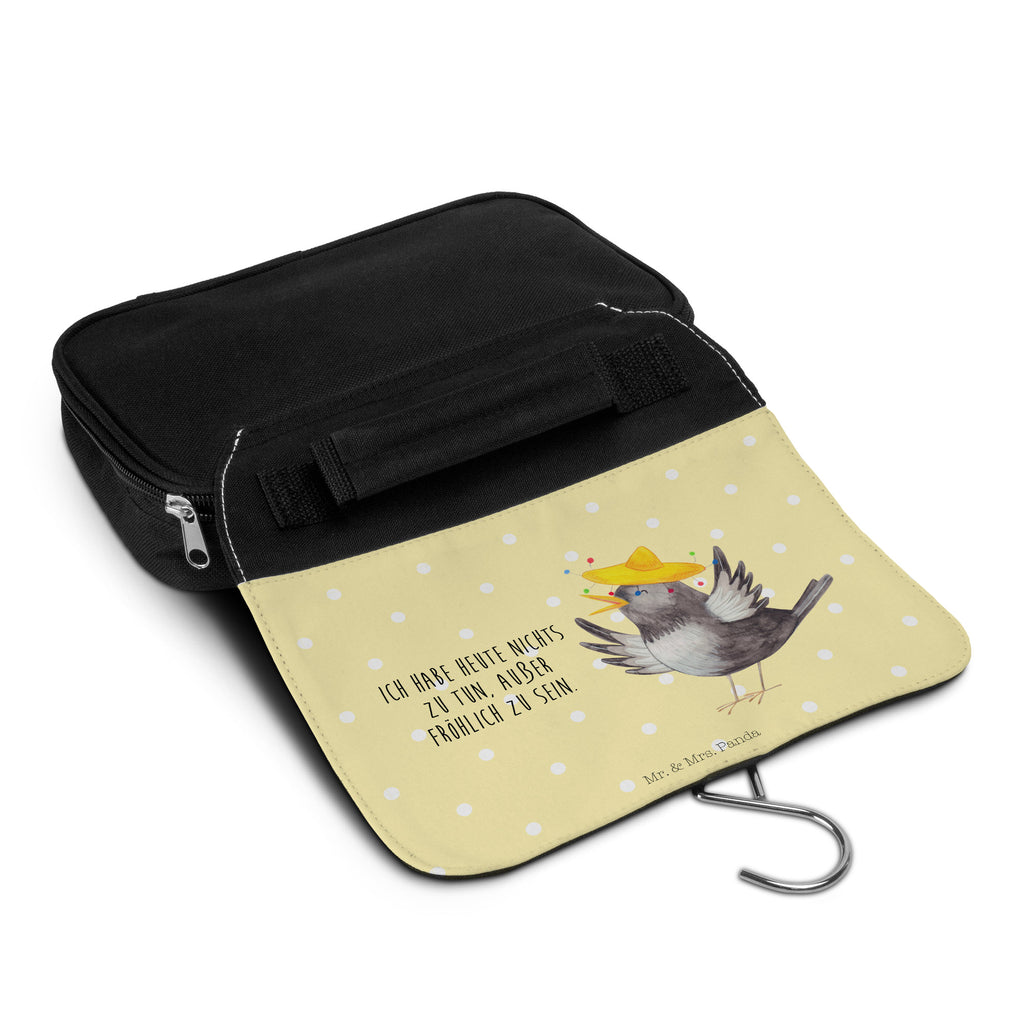 Kulturbeutel Rabe mit Sombrero Kulturbeutel, Zum Aufhängen, Waschtasche, Kosmetiktasche, Damen, Herren, Aufbewahrungstasche, Schminktasche, Kosmetikbeutel, Organizer, Kulturtasche, Schminkutensil, Tiermotive, Gute Laune, lustige Sprüche, Tiere, Rabe, Vogel, Vögel, Spruch positiv, fröhlich sein, glücklich sein, Glück Spruch, froh, Elster, Motivation
