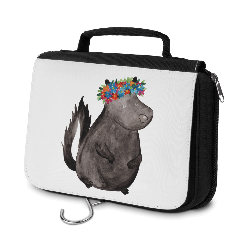 Kulturbeutel Stinktier Blumenmaedchen Kulturbeutel, Zum Aufhängen, Waschtasche, Kosmetiktasche, Damen, Herren, Aufbewahrungstasche, Schminktasche, Kosmetikbeutel, Organizer, Kulturtasche, Schminkutensil, Stinktier, Skunk, Wildtier, Raubtier, Stinker, Stinki, Yoga, Namaste, Lebe, Liebe, Lache