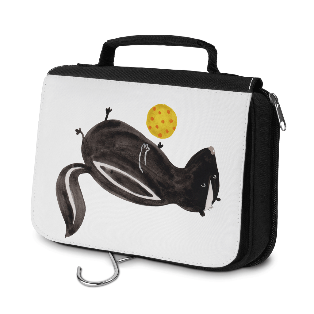Kulturbeutel Stinktier Ball Kulturbeutel, Zum Aufhängen, Waschtasche, Kosmetiktasche, Damen, Herren, Aufbewahrungstasche, Schminktasche, Kosmetikbeutel, Organizer, Kulturtasche, Schminkutensil, Stinktier, Skunk, Wildtier, Raubtier, Stinker, Stinki, verspielt, Weisheit