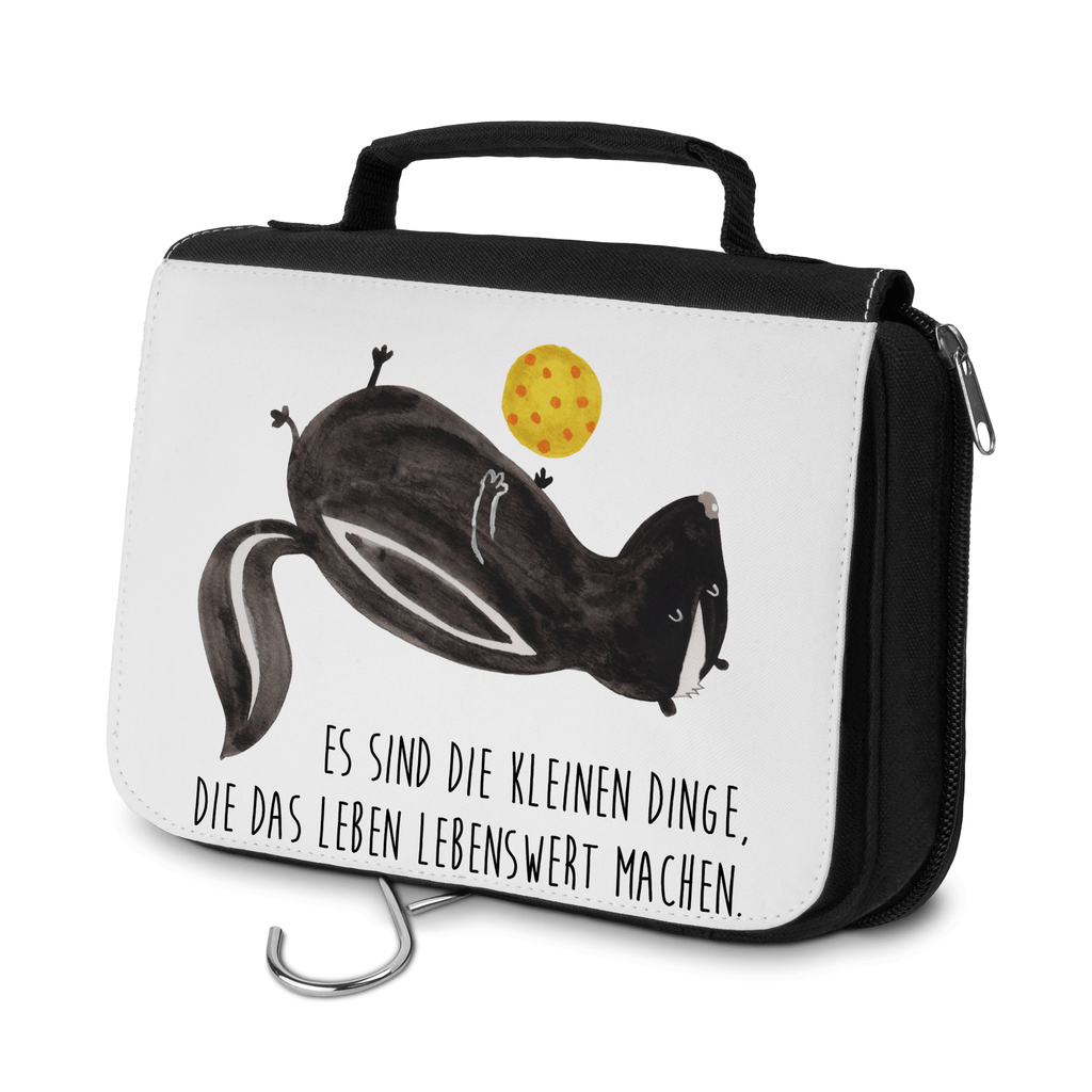 Kulturbeutel Stinktier Ball Kulturbeutel, Zum Aufhängen, Waschtasche, Kosmetiktasche, Damen, Herren, Aufbewahrungstasche, Schminktasche, Kosmetikbeutel, Organizer, Kulturtasche, Schminkutensil, Stinktier, Skunk, Wildtier, Raubtier, Stinker, Stinki, verspielt, Weisheit
