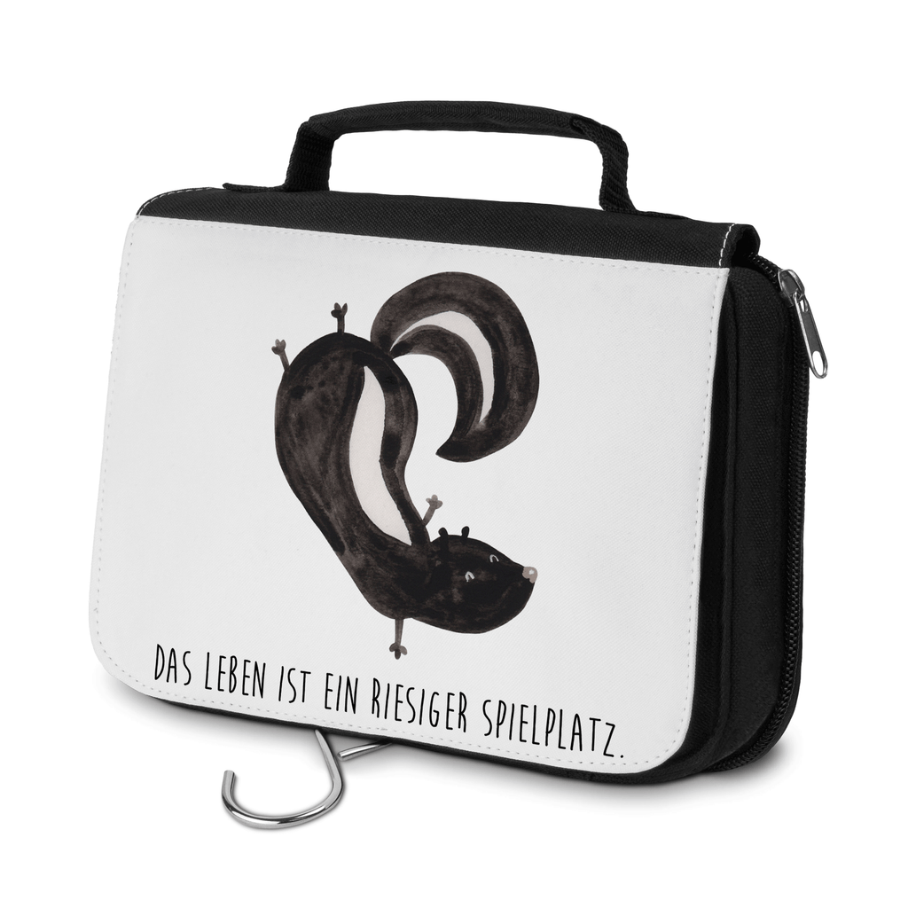 Kulturbeutel Stinktier Handstand Kulturbeutel, Zum Aufhängen, Waschtasche, Kosmetiktasche, Damen, Herren, Aufbewahrungstasche, Schminktasche, Kosmetikbeutel, Organizer, Kulturtasche, Schminkutensil, Stinktier, Skunk, Wildtier, Raubtier, Stinker, Stinki, Spielplatz, verpielt, Kind