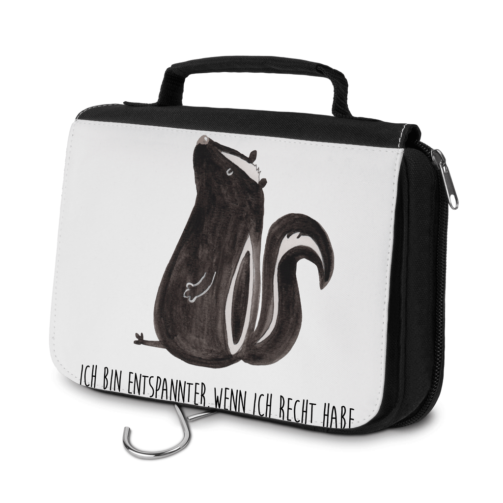 Kulturbeutel Stinktier sitzend Kulturbeutel, Zum Aufhängen, Waschtasche, Kosmetiktasche, Damen, Herren, Aufbewahrungstasche, Schminktasche, Kosmetikbeutel, Organizer, Kulturtasche, Schminkutensil, Stinktier, Skunk, Wildtier, Raubtier, Stinker, Stinki, Spruch, Büro, Recht, Besserwisser