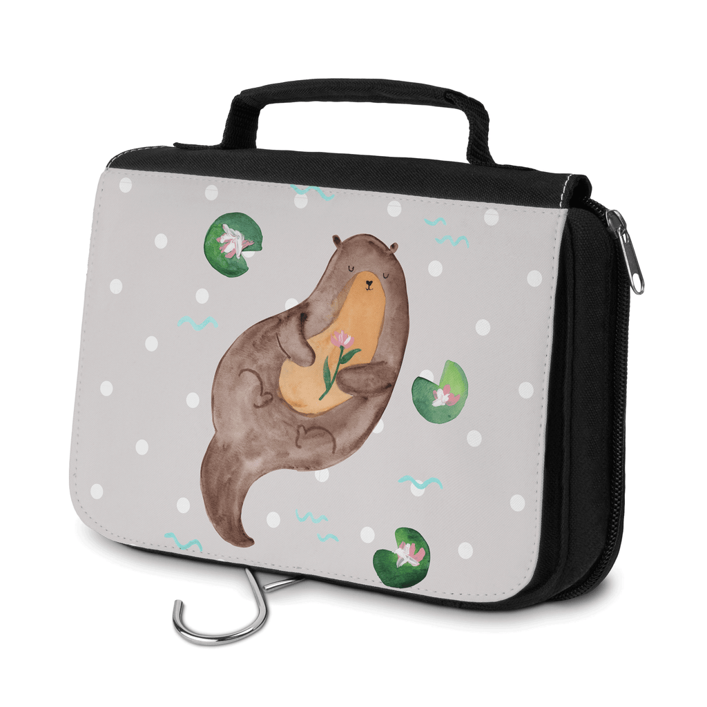 Kulturbeutel Otter mit Seerose Kulturbeutel, Zum Aufhängen, Waschtasche, Kosmetiktasche, Damen, Herren, Aufbewahrungstasche, Schminktasche, Kosmetikbeutel, Organizer, Kulturtasche, Schminkutensil, Otter, Fischotter, Seeotter, Otter Seeotter See Otter