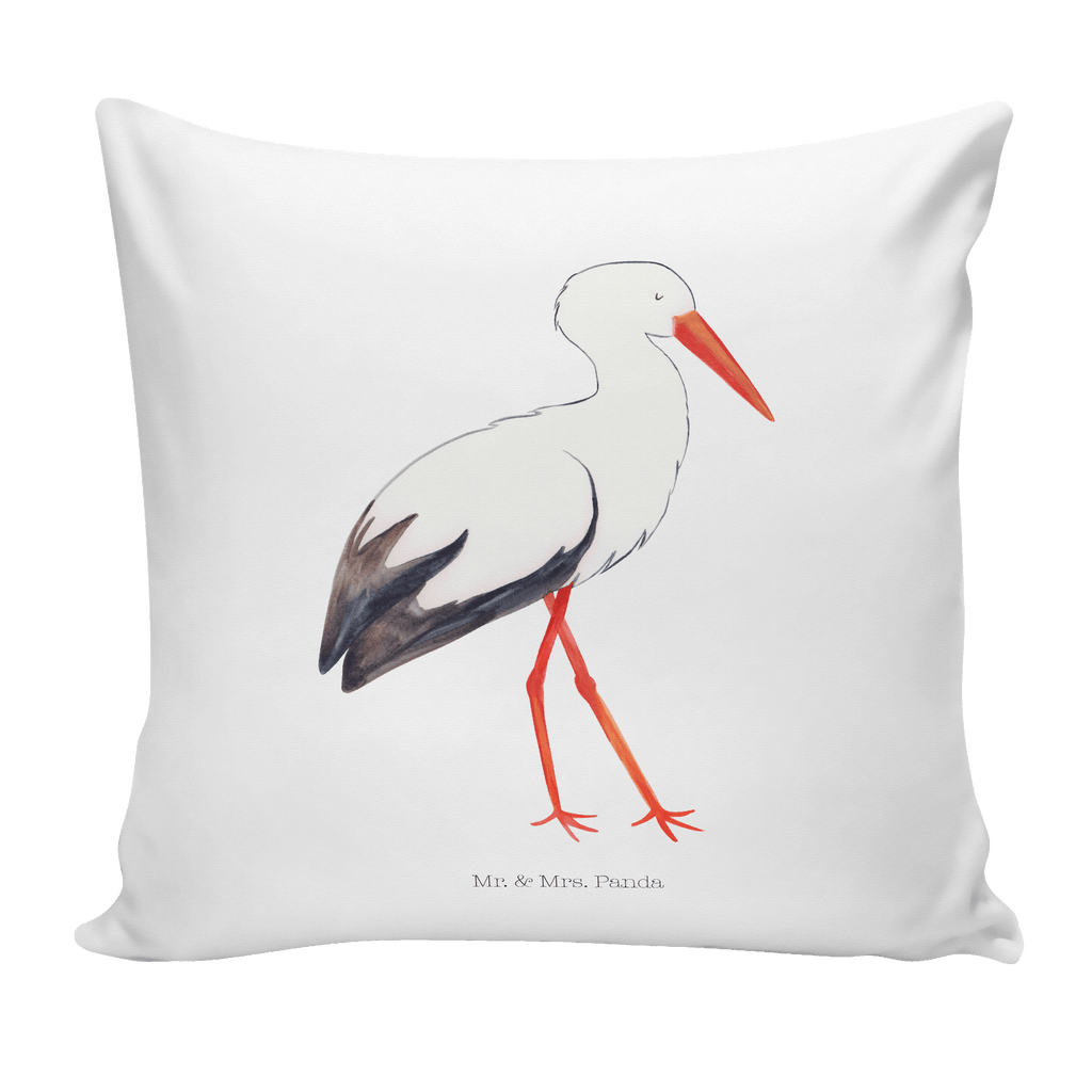 40x40 Kissen Storch Kissenhülle, Kopfkissen, Sofakissen, Dekokissen, Motivkissen, Tiermotive, Gute Laune, lustige Sprüche, Tiere, Storch, Störche, Schwangerschaft, Geburt, Mutter, Mütter, Mutter werden, Schwanger, Babybauch, Baby