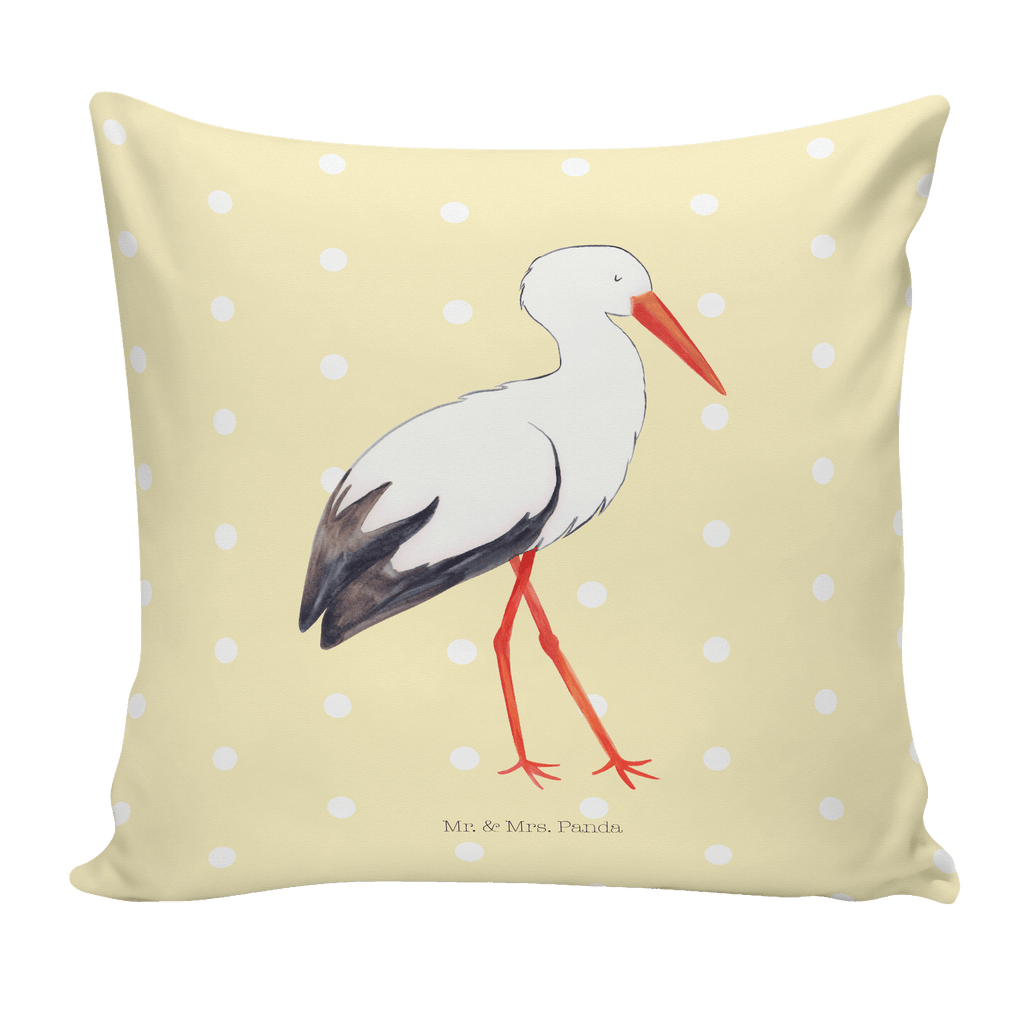 40x40 Kissen Storch Kissenhülle, Kopfkissen, Sofakissen, Dekokissen, Motivkissen, Tiermotive, Gute Laune, lustige Sprüche, Tiere, Storch, Störche, Schwangerschaft, Geburt, Mutter, Mütter, Mutter werden, Schwanger, Babybauch, Baby