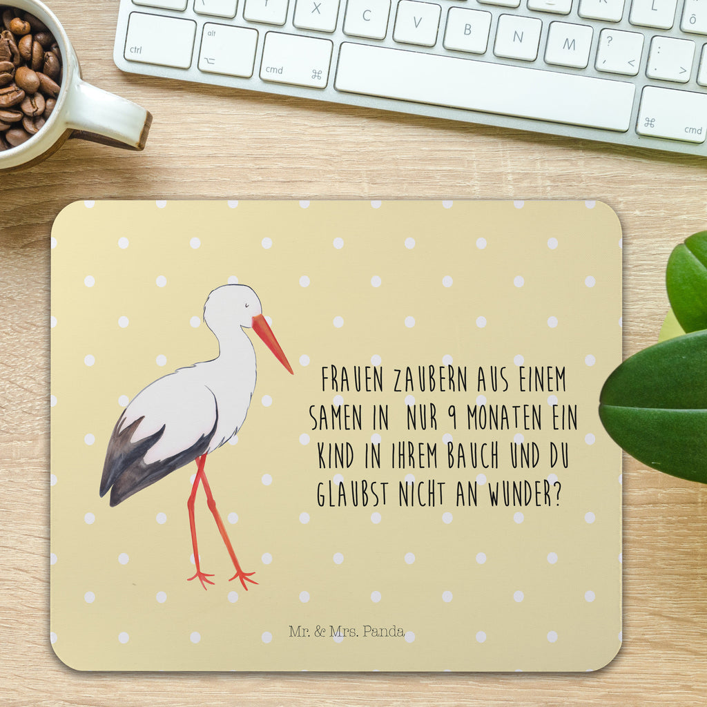 Mauspad Storch Mousepad, Computer zubehör, Büroausstattung, PC Zubehör, Arbeitszimmer, Mauspad, Einzigartiges Mauspad, Designer Mauspad, Tiermotive, Gute Laune, lustige Sprüche, Tiere, Storch, Störche, Schwangerschaft, Geburt, Mutter, Mütter, Mutter werden, Schwanger, Babybauch, Baby