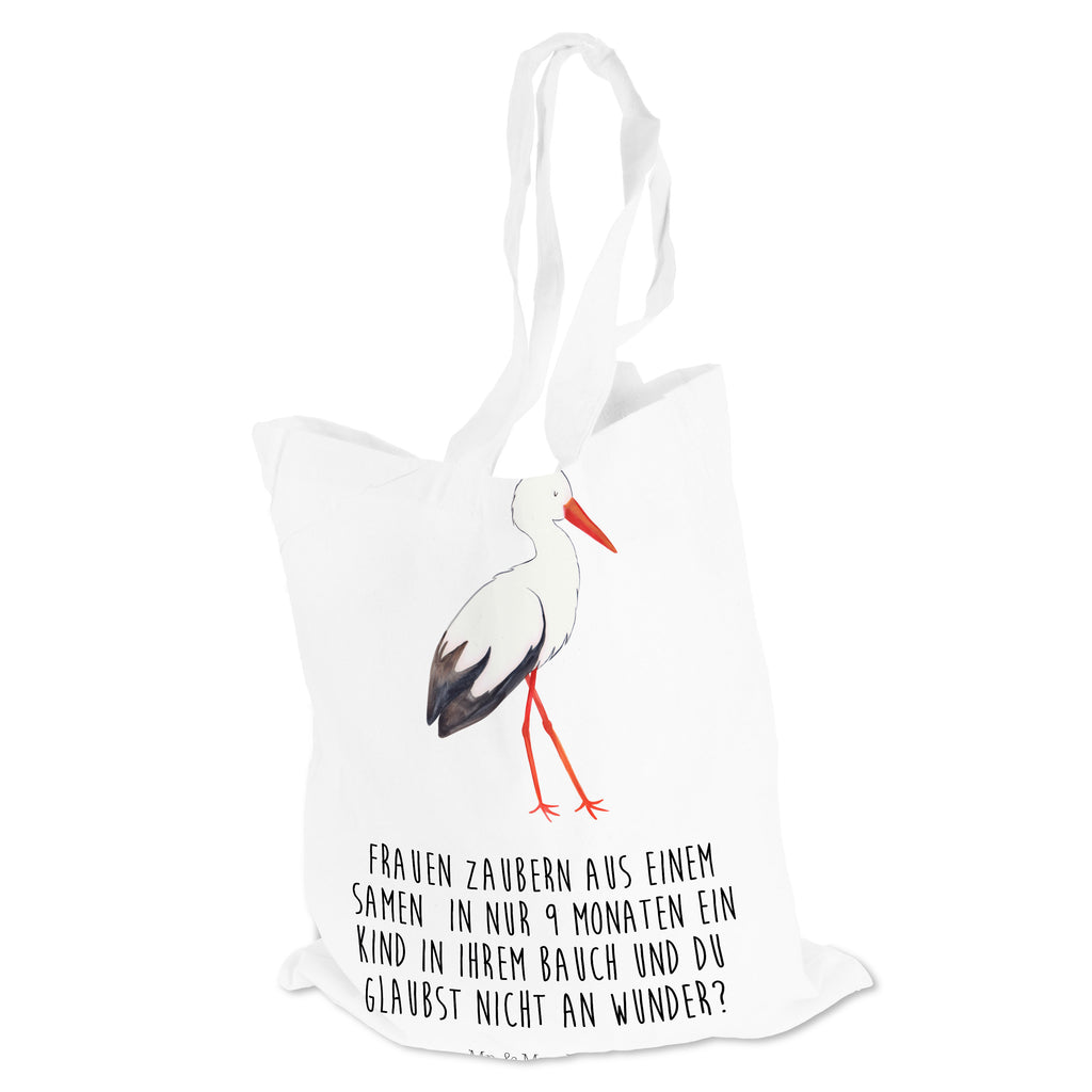 Tragetasche Storch Beuteltasche, Beutel, Einkaufstasche, Jutebeutel, Stoffbeutel, Tiermotive, Gute Laune, lustige Sprüche, Tiere, Storch, Störche, Schwangerschaft, Geburt, Mutter, Mütter, Mutter werden, Schwanger, Babybauch, Baby