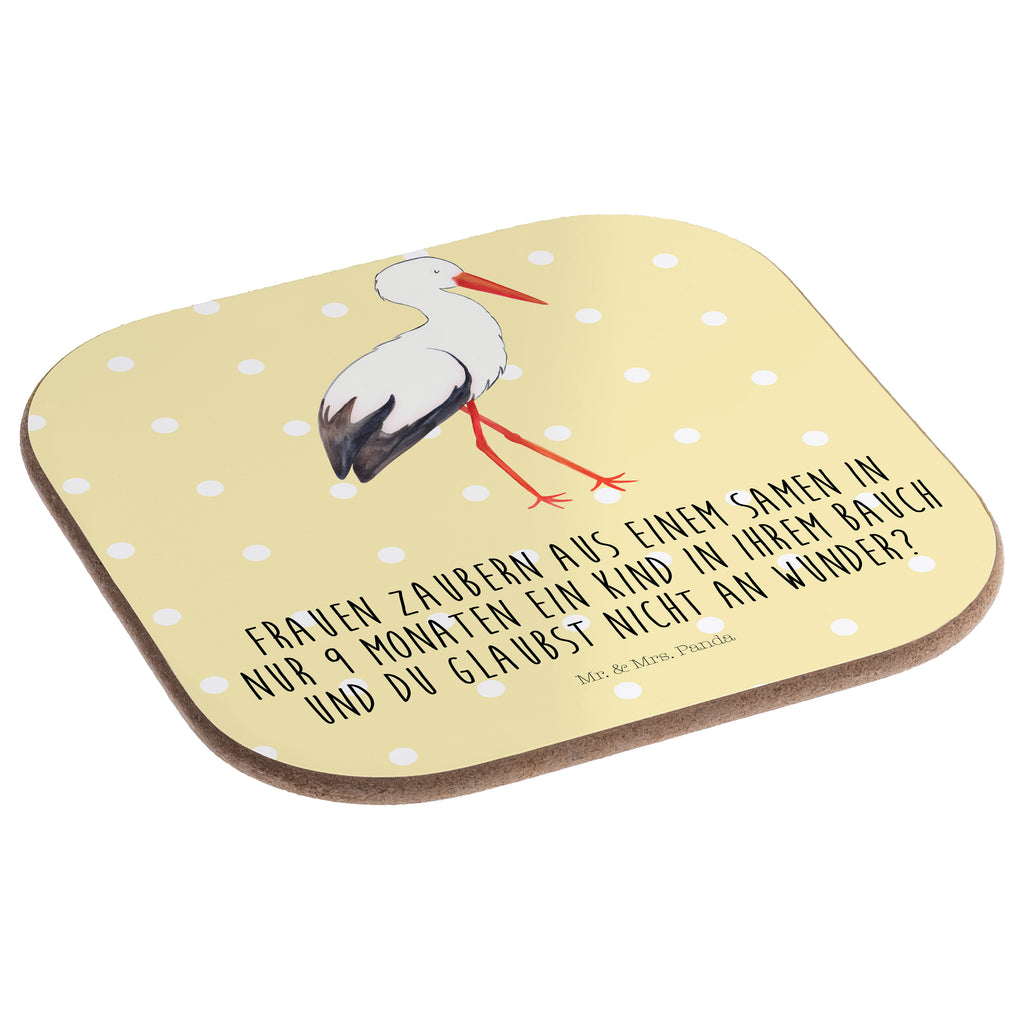 Quadratische Untersetzer Storch Bierdeckel, Glasuntersetzer, Untersetzer Gläser, Getränkeuntersetzer, Tiermotive, Gute Laune, lustige Sprüche, Tiere, Storch, Störche, Schwangerschaft, Geburt, Mutter, Mütter, Mutter werden, Schwanger, Babybauch, Baby