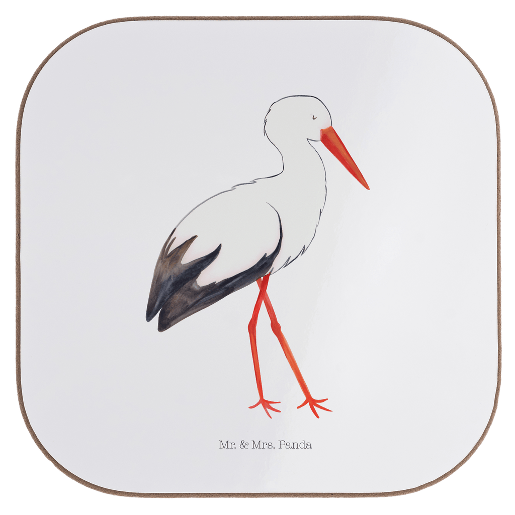 Quadratische Untersetzer Storch Bierdeckel, Glasuntersetzer, Untersetzer Gläser, Getränkeuntersetzer, Tiermotive, Gute Laune, lustige Sprüche, Tiere, Storch, Störche, Schwangerschaft, Geburt, Mutter, Mütter, Mutter werden, Schwanger, Babybauch, Baby