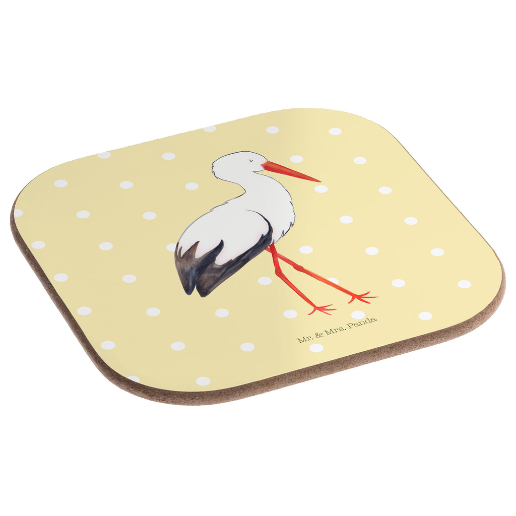 Quadratische Untersetzer Storch Bierdeckel, Glasuntersetzer, Untersetzer Gläser, Getränkeuntersetzer, Tiermotive, Gute Laune, lustige Sprüche, Tiere, Storch, Störche, Schwangerschaft, Geburt, Mutter, Mütter, Mutter werden, Schwanger, Babybauch, Baby