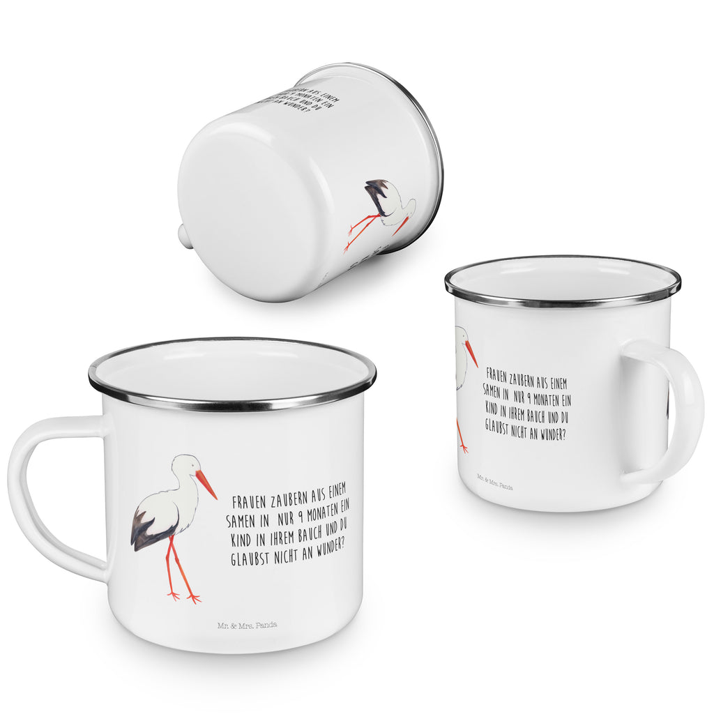 Camping Emaille Tasse Storch Campingtasse, Trinkbecher, Metalltasse, Outdoor Tasse, Emaille Trinkbecher, Blechtasse Outdoor, Emaille Campingbecher, Edelstahl Trinkbecher, Metalltasse für Camping, Kaffee Blechtasse, Camping Tasse Metall, Tiermotive, Gute Laune, lustige Sprüche, Tiere, Storch, Störche, Schwangerschaft, Geburt, Mutter, Mütter, Mutter werden, Schwanger, Babybauch, Baby