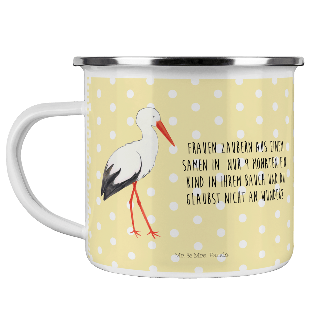 Camping Emaille Tasse Storch Campingtasse, Trinkbecher, Metalltasse, Outdoor Tasse, Emaille Trinkbecher, Blechtasse Outdoor, Emaille Campingbecher, Edelstahl Trinkbecher, Metalltasse für Camping, Kaffee Blechtasse, Camping Tasse Metall, Tiermotive, Gute Laune, lustige Sprüche, Tiere, Storch, Störche, Schwangerschaft, Geburt, Mutter, Mütter, Mutter werden, Schwanger, Babybauch, Baby