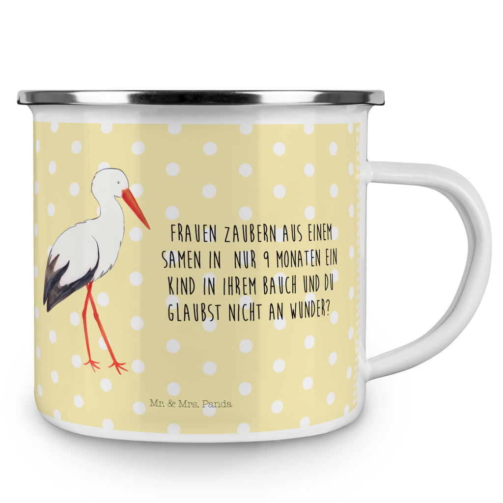 Camping Emaille Tasse Storch Campingtasse, Trinkbecher, Metalltasse, Outdoor Tasse, Emaille Trinkbecher, Blechtasse Outdoor, Emaille Campingbecher, Edelstahl Trinkbecher, Metalltasse für Camping, Kaffee Blechtasse, Camping Tasse Metall, Tiermotive, Gute Laune, lustige Sprüche, Tiere, Storch, Störche, Schwangerschaft, Geburt, Mutter, Mütter, Mutter werden, Schwanger, Babybauch, Baby