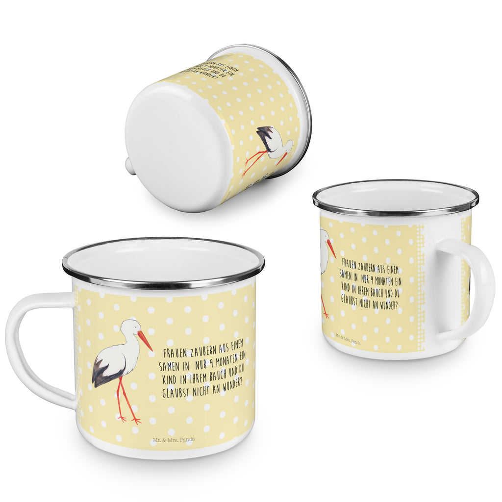 Camping Emaille Tasse Storch Campingtasse, Trinkbecher, Metalltasse, Outdoor Tasse, Emaille Trinkbecher, Blechtasse Outdoor, Emaille Campingbecher, Edelstahl Trinkbecher, Metalltasse für Camping, Kaffee Blechtasse, Camping Tasse Metall, Tiermotive, Gute Laune, lustige Sprüche, Tiere, Storch, Störche, Schwangerschaft, Geburt, Mutter, Mütter, Mutter werden, Schwanger, Babybauch, Baby