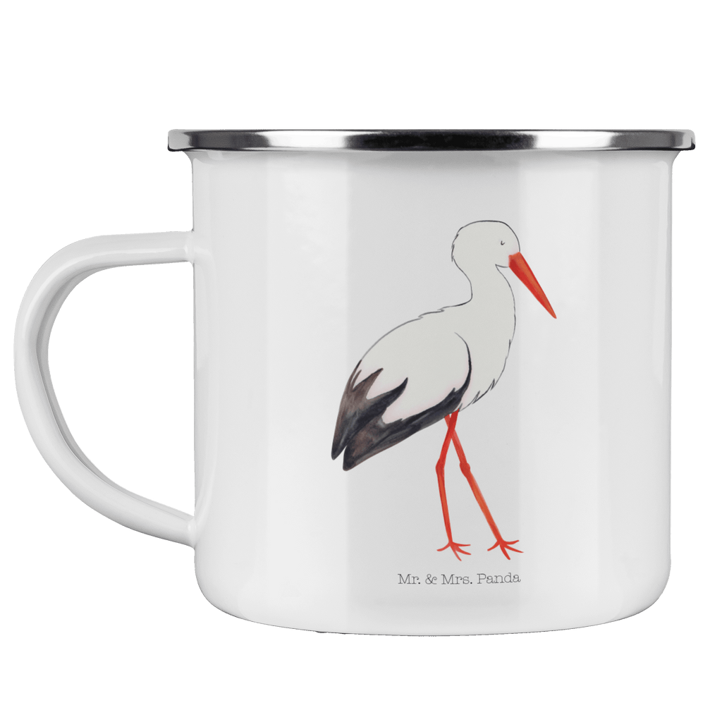 Camping Emaille Tasse Storch Campingtasse, Trinkbecher, Metalltasse, Outdoor Tasse, Emaille Trinkbecher, Blechtasse Outdoor, Emaille Campingbecher, Edelstahl Trinkbecher, Metalltasse für Camping, Kaffee Blechtasse, Camping Tasse Metall, Tiermotive, Gute Laune, lustige Sprüche, Tiere, Storch, Störche, Schwangerschaft, Geburt, Mutter, Mütter, Mutter werden, Schwanger, Babybauch, Baby