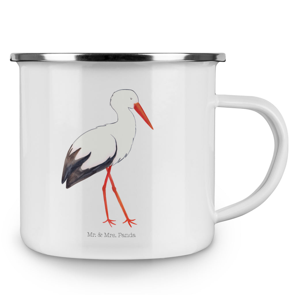 Camping Emaille Tasse Storch Campingtasse, Trinkbecher, Metalltasse, Outdoor Tasse, Emaille Trinkbecher, Blechtasse Outdoor, Emaille Campingbecher, Edelstahl Trinkbecher, Metalltasse für Camping, Kaffee Blechtasse, Camping Tasse Metall, Tiermotive, Gute Laune, lustige Sprüche, Tiere, Storch, Störche, Schwangerschaft, Geburt, Mutter, Mütter, Mutter werden, Schwanger, Babybauch, Baby