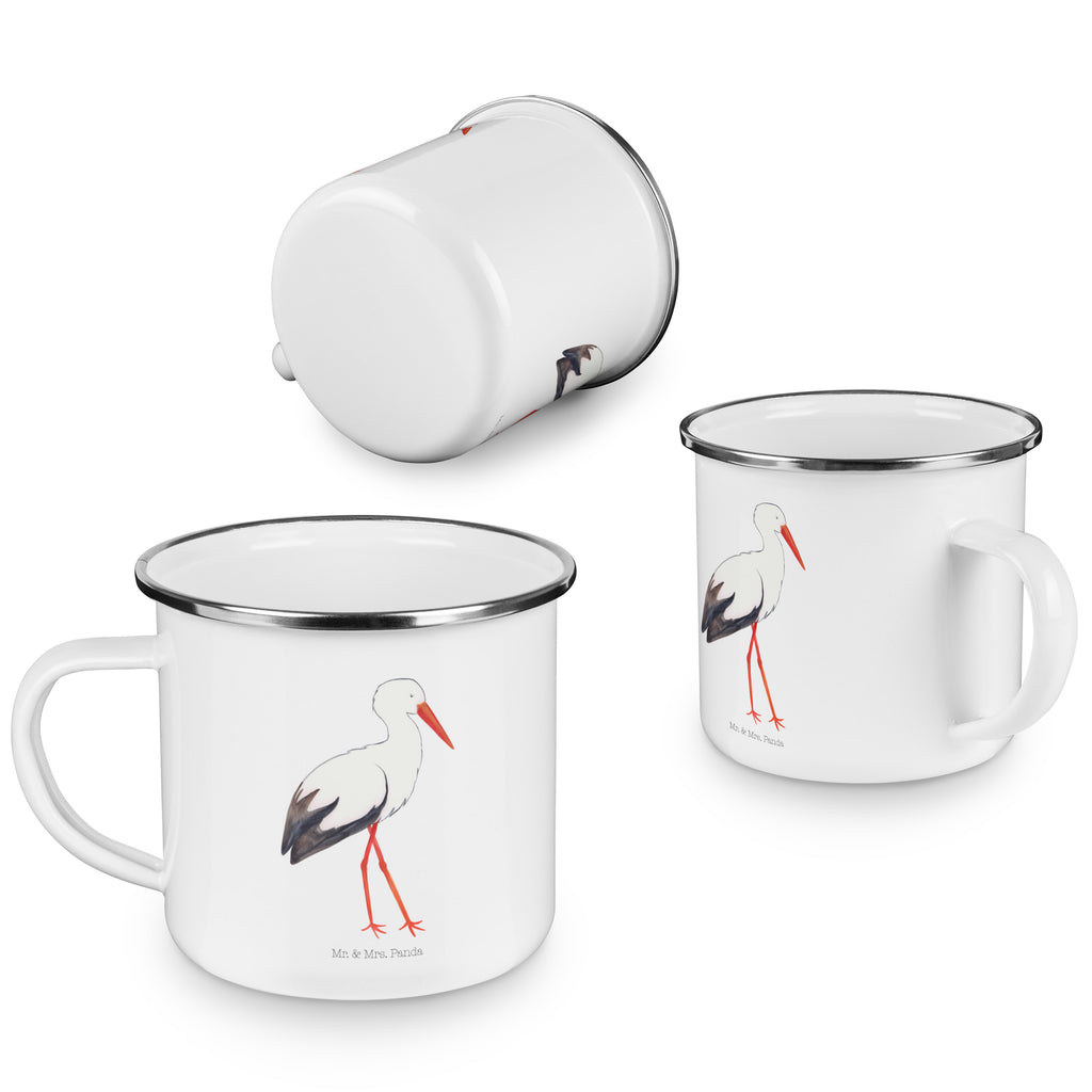Camping Emaille Tasse Storch Campingtasse, Trinkbecher, Metalltasse, Outdoor Tasse, Emaille Trinkbecher, Blechtasse Outdoor, Emaille Campingbecher, Edelstahl Trinkbecher, Metalltasse für Camping, Kaffee Blechtasse, Camping Tasse Metall, Tiermotive, Gute Laune, lustige Sprüche, Tiere, Storch, Störche, Schwangerschaft, Geburt, Mutter, Mütter, Mutter werden, Schwanger, Babybauch, Baby