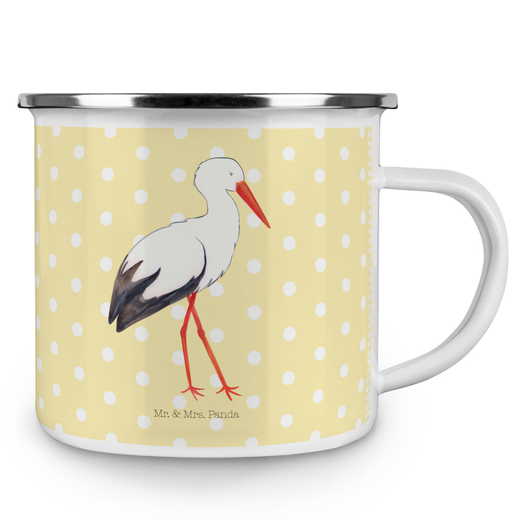 Camping Emaille Tasse Storch Campingtasse, Trinkbecher, Metalltasse, Outdoor Tasse, Emaille Trinkbecher, Blechtasse Outdoor, Emaille Campingbecher, Edelstahl Trinkbecher, Metalltasse für Camping, Kaffee Blechtasse, Camping Tasse Metall, Tiermotive, Gute Laune, lustige Sprüche, Tiere, Storch, Störche, Schwangerschaft, Geburt, Mutter, Mütter, Mutter werden, Schwanger, Babybauch, Baby