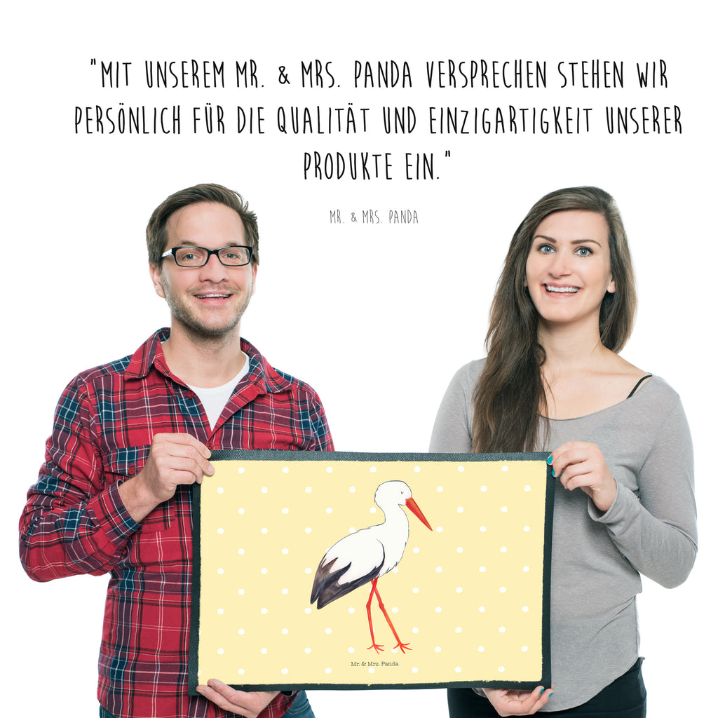 Fußmatte Storch Storch, Störche, Schwangerschaft, Geburt, Mutter, Mütter, Mutter werden, Schwanger, Babybauch, Baby	 Türvorleger, Schmutzmatte, Fußabtreter, Matte, Schmutzfänger, Fußabstreifer, Schmutzfangmatte, Türmatte, Motivfußmatte,  Haustürmatte, Vorleger  süße Tiermotive, gute Laune, lustige Sprüche, Tiere