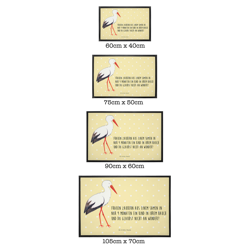 Fußmatte Storch Storch, Störche, Schwangerschaft, Geburt, Mutter, Mütter, Mutter werden, Schwanger, Babybauch, Baby	 Türvorleger, Schmutzmatte, Fußabtreter, Matte, Schmutzfänger, Fußabstreifer, Schmutzfangmatte, Türmatte, Motivfußmatte,  Haustürmatte, Vorleger  süße Tiermotive, gute Laune, lustige Sprüche, Tiere