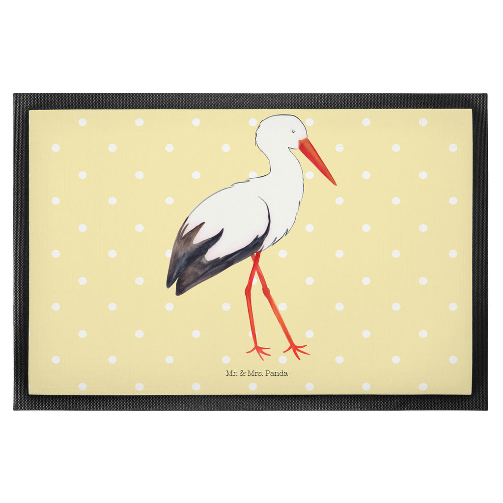Fußmatte Storch Storch, Störche, Schwangerschaft, Geburt, Mutter, Mütter, Mutter werden, Schwanger, Babybauch, Baby	 Türvorleger, Schmutzmatte, Fußabtreter, Matte, Schmutzfänger, Fußabstreifer, Schmutzfangmatte, Türmatte, Motivfußmatte,  Haustürmatte, Vorleger  süße Tiermotive, gute Laune, lustige Sprüche, Tiere