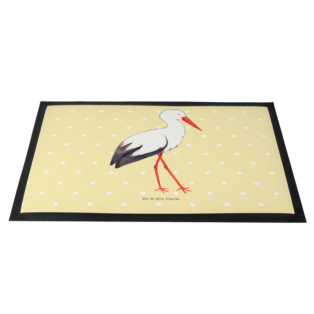 Fußmatte Storch Storch, Störche, Schwangerschaft, Geburt, Mutter, Mütter, Mutter werden, Schwanger, Babybauch, Baby	 Türvorleger, Schmutzmatte, Fußabtreter, Matte, Schmutzfänger, Fußabstreifer, Schmutzfangmatte, Türmatte, Motivfußmatte,  Haustürmatte, Vorleger  süße Tiermotive, gute Laune, lustige Sprüche, Tiere