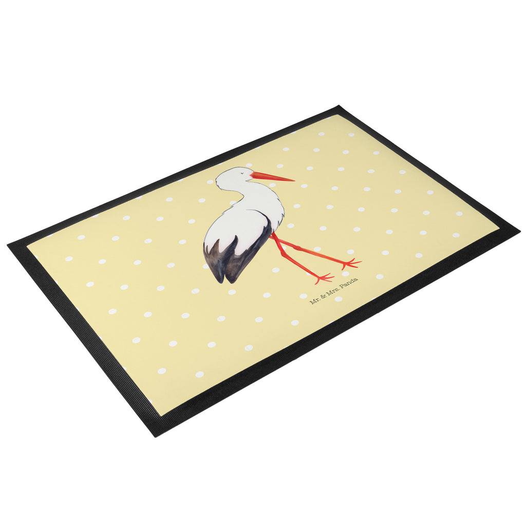 Fußmatte Storch Storch, Störche, Schwangerschaft, Geburt, Mutter, Mütter, Mutter werden, Schwanger, Babybauch, Baby	 Türvorleger, Schmutzmatte, Fußabtreter, Matte, Schmutzfänger, Fußabstreifer, Schmutzfangmatte, Türmatte, Motivfußmatte,  Haustürmatte, Vorleger  süße Tiermotive, gute Laune, lustige Sprüche, Tiere