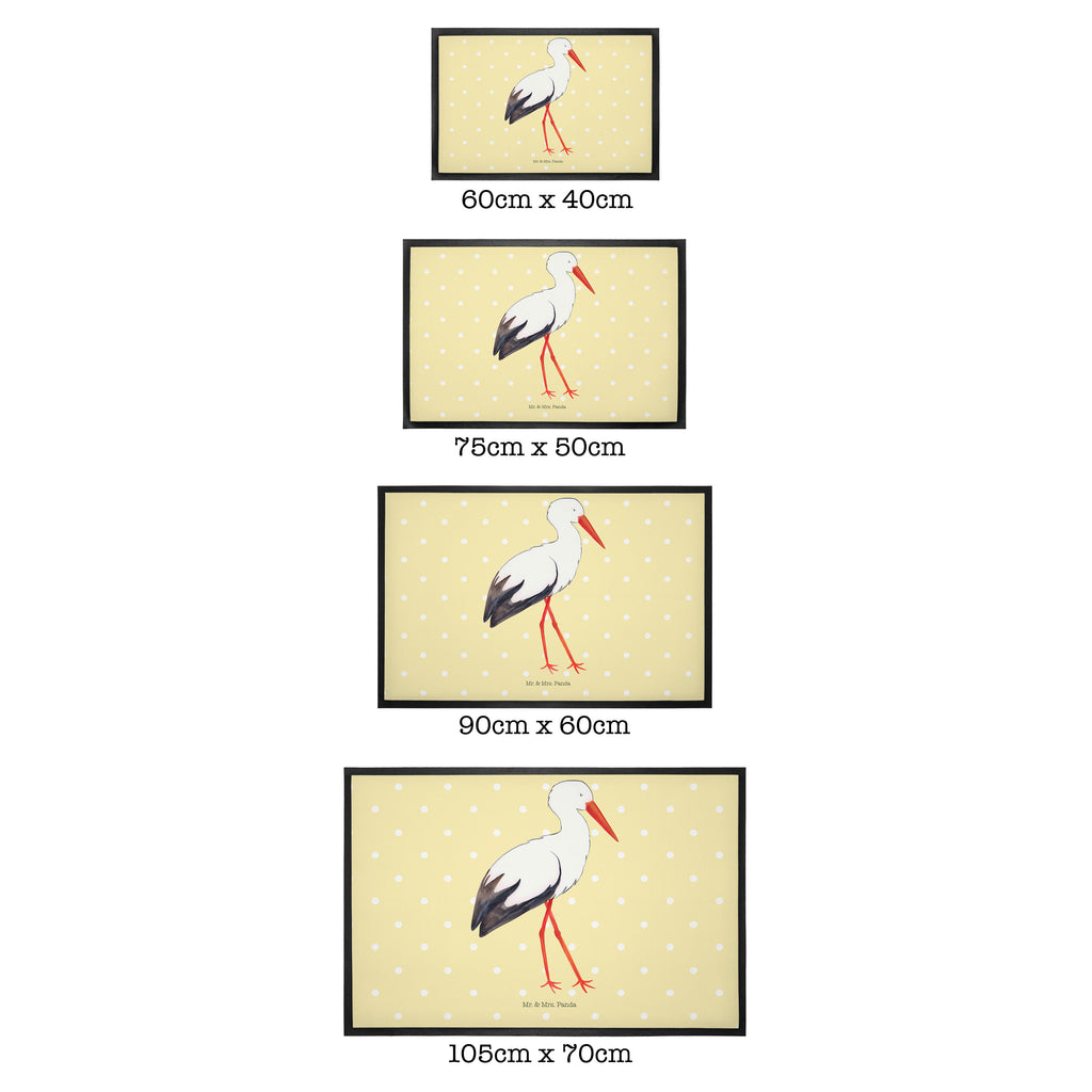 Fußmatte Storch Storch, Störche, Schwangerschaft, Geburt, Mutter, Mütter, Mutter werden, Schwanger, Babybauch, Baby	 Türvorleger, Schmutzmatte, Fußabtreter, Matte, Schmutzfänger, Fußabstreifer, Schmutzfangmatte, Türmatte, Motivfußmatte,  Haustürmatte, Vorleger  süße Tiermotive, gute Laune, lustige Sprüche, Tiere