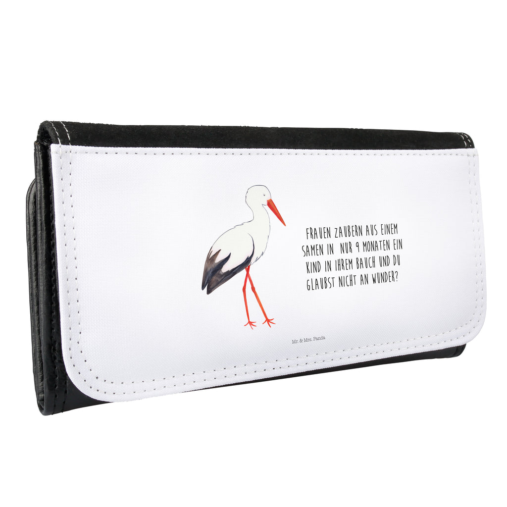 Damen Portemonnaie Storch Portemonnaie, Portemonee, Geldbörse, Damen, Groß, XXL, Geldbeutel, Portemonnaies, Tiermotive, Gute Laune, lustige Sprüche, Tiere, Storch, Störche, Schwangerschaft, Geburt, Mutter, Mütter, Mutter werden, Schwanger, Babybauch, Baby