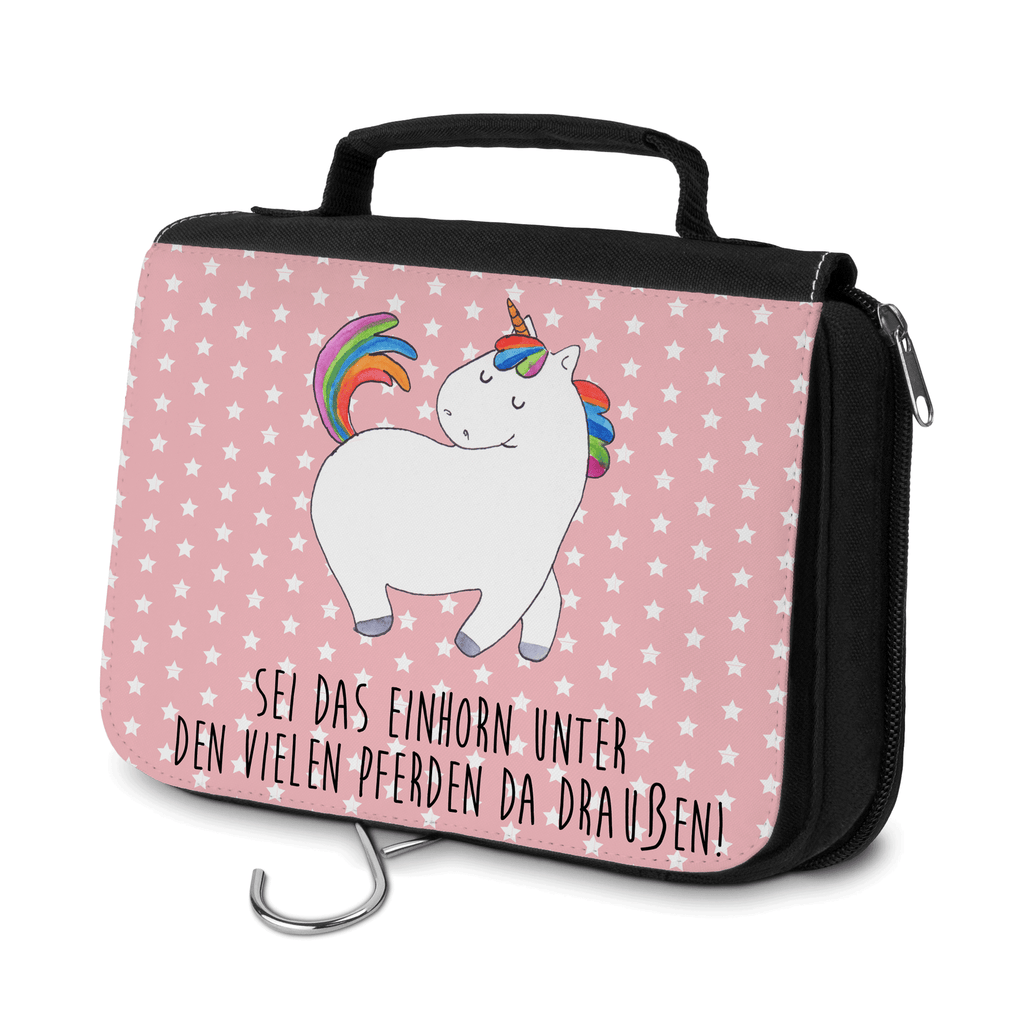 Kulturbeutel Einhorn stolzierend Kulturbeutel, Zum Aufhängen, Waschtasche, Kosmetiktasche, Damen, Herren, Aufbewahrungstasche, Schminktasche, Kosmetikbeutel, Organizer, Kulturtasche, Schminkutensil, Einhorn, Einhörner, Einhorn Deko, Pegasus, Unicorn, stolz, anders, bunt, Pferd, Reiter, Reiten, Freundin, Geschenk