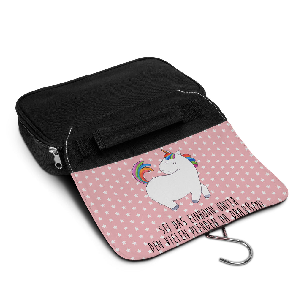 Kulturbeutel Einhorn stolzierend Kulturbeutel, Zum Aufhängen, Waschtasche, Kosmetiktasche, Damen, Herren, Aufbewahrungstasche, Schminktasche, Kosmetikbeutel, Organizer, Kulturtasche, Schminkutensil, Einhorn, Einhörner, Einhorn Deko, Pegasus, Unicorn, stolz, anders, bunt, Pferd, Reiter, Reiten, Freundin, Geschenk