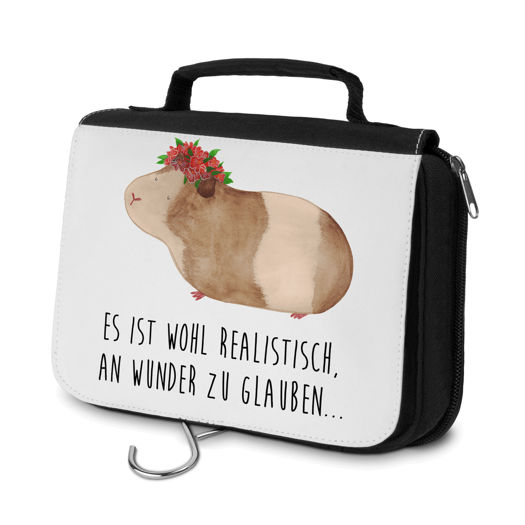 Kulturbeutel Meerschweinchen weise Kulturbeutel, Zum Aufhängen, Waschtasche, Kosmetiktasche, Damen, Herren, Aufbewahrungstasche, Schminktasche, Kosmetikbeutel, Organizer, Kulturtasche, Schminkutensil, Tiermotive, Gute Laune, lustige Sprüche, Tiere, Meerschweinchen, Meerie, Meeries, Wunder, Blumenkind, Realität, Spruch, Weisheit, Motivation, Wunderland