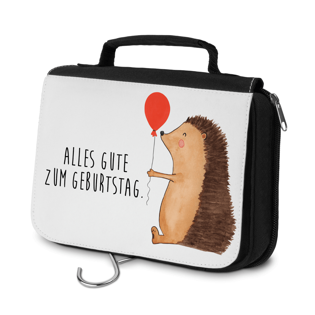 Kulturbeutel Igel mit Luftballon Kulturbeutel, Zum Aufhängen, Waschtasche, Kosmetiktasche, Damen, Herren, Aufbewahrungstasche, Schminktasche, Kosmetikbeutel, Organizer, Kulturtasche, Schminkutensil, Tiermotive, Gute Laune, lustige Sprüche, Tiere, Igel, Geburtstag, Herzlichen Glückwunsch, Glückwunsch, Geburtstagskind, Ballon, Happy Birthday
