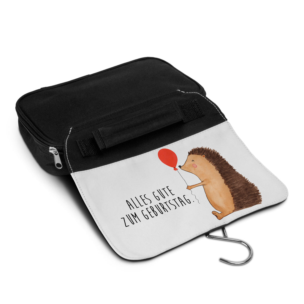 Kulturbeutel Igel mit Luftballon Kulturbeutel, Zum Aufhängen, Waschtasche, Kosmetiktasche, Damen, Herren, Aufbewahrungstasche, Schminktasche, Kosmetikbeutel, Organizer, Kulturtasche, Schminkutensil, Tiermotive, Gute Laune, lustige Sprüche, Tiere, Igel, Geburtstag, Herzlichen Glückwunsch, Glückwunsch, Geburtstagskind, Ballon, Happy Birthday