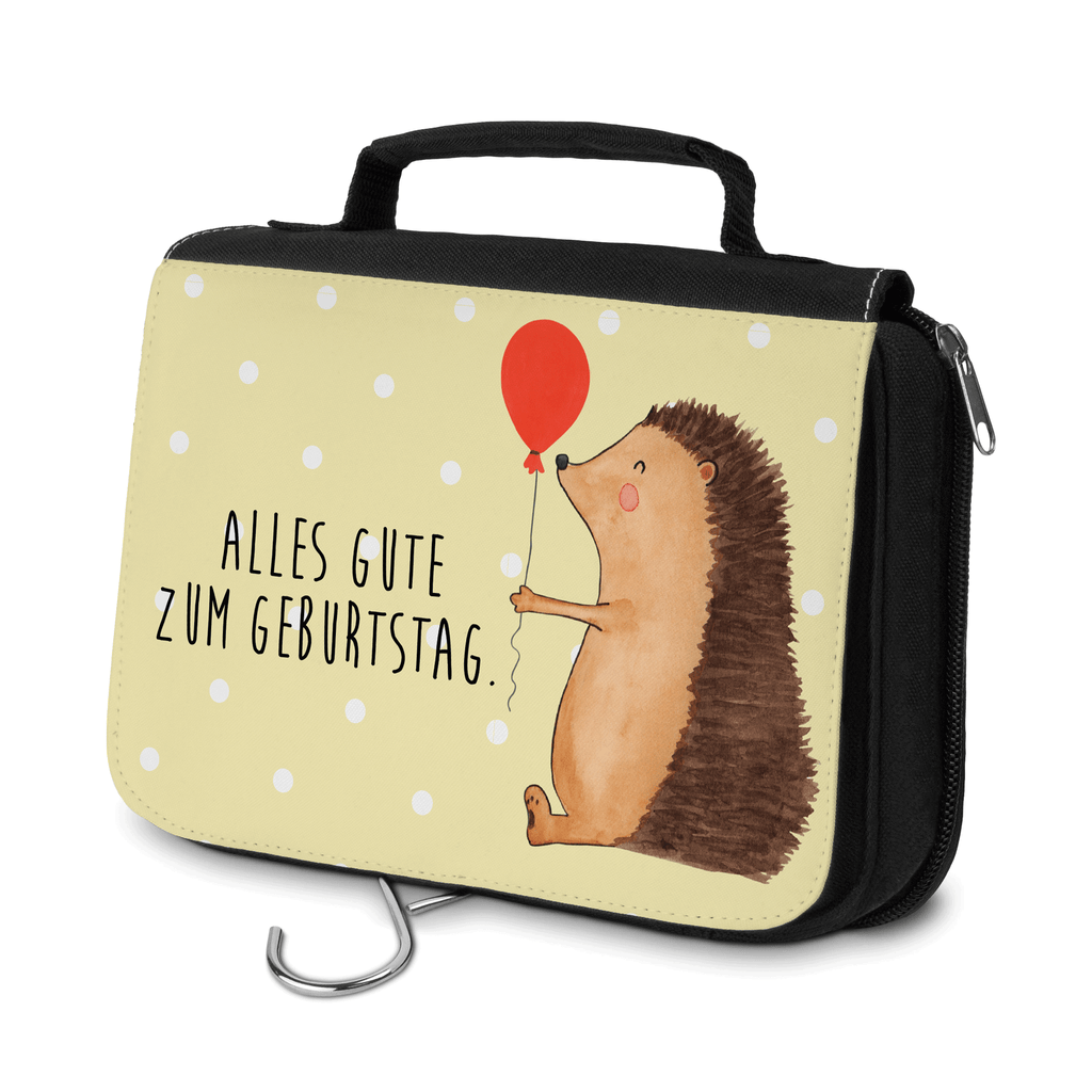 Kulturbeutel Igel mit Luftballon Kulturbeutel, Zum Aufhängen, Waschtasche, Kosmetiktasche, Damen, Herren, Aufbewahrungstasche, Schminktasche, Kosmetikbeutel, Organizer, Kulturtasche, Schminkutensil, Tiermotive, Gute Laune, lustige Sprüche, Tiere, Igel, Geburtstag, Herzlichen Glückwunsch, Glückwunsch, Geburtstagskind, Ballon, Happy Birthday
