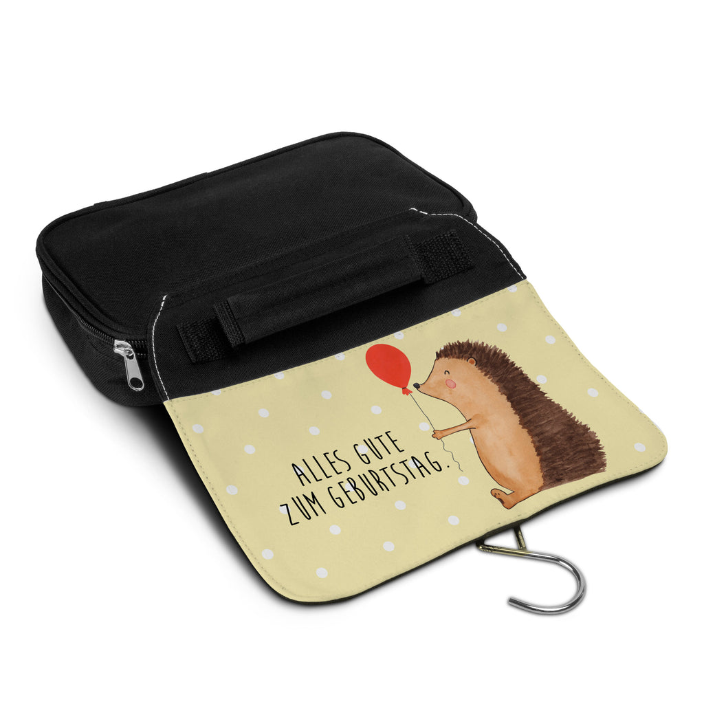 Kulturbeutel Igel mit Luftballon Kulturbeutel, Zum Aufhängen, Waschtasche, Kosmetiktasche, Damen, Herren, Aufbewahrungstasche, Schminktasche, Kosmetikbeutel, Organizer, Kulturtasche, Schminkutensil, Tiermotive, Gute Laune, lustige Sprüche, Tiere, Igel, Geburtstag, Herzlichen Glückwunsch, Glückwunsch, Geburtstagskind, Ballon, Happy Birthday