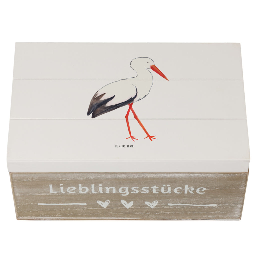 Holzkiste Storch Holzkiste, Kiste, Schatzkiste, Truhe, Schatulle, XXL, Erinnerungsbox, Erinnerungskiste, Dekokiste, Aufbewahrungsbox, Tiermotive, Gute Laune, lustige Sprüche, Tiere, Storch, Störche, Schwangerschaft, Geburt, Mutter, Mütter, Mutter werden, Schwanger, Babybauch, Baby